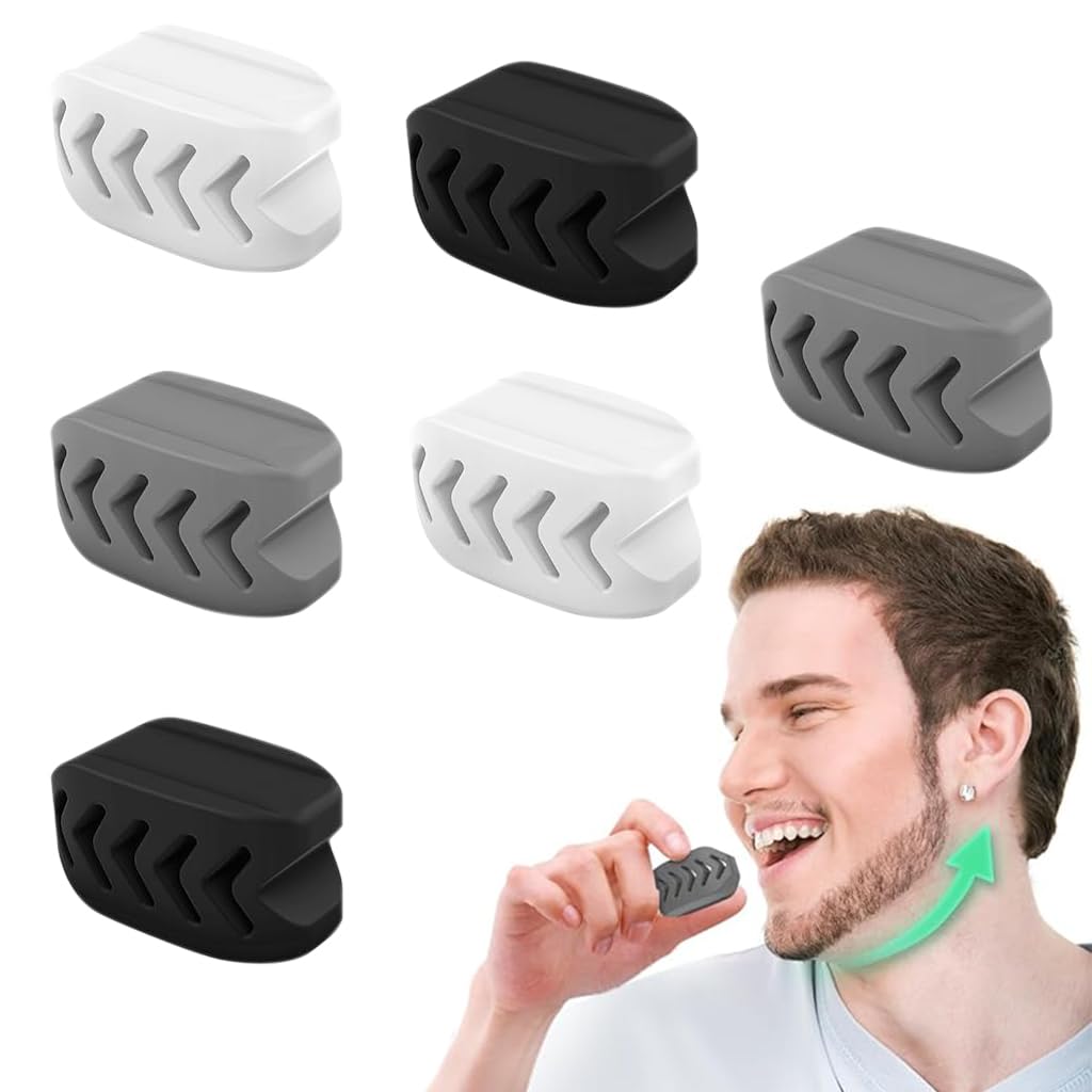MAYCREATE 6Pcs Jawline Exerciser for Men Women, 40/50/60lbs Resistance, Safe Silicone Jaw Line Exerciser, Enhances Facial Muscles & Sculpts Jawline, Includes Storage Case
