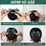 MAYCREATE® Barrette Hair Bun Nets Flower Naker Accessories for Women Green Floral Snood Net Spring Clip Dancer Nurse Work Daily 2PCS