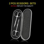 MAYCREATE Nose Scissors Set for Beard and Moustache Trimming with Bent and Round Tips | 2pcs Stainless Steel Silver Grooming Kit