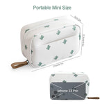 MAYCREATE Makeup Pouch for Travel with Lipstick Slots and Waterproof Polyester 17x11.5x5cm | Cactus Print Organizer Bag for Women