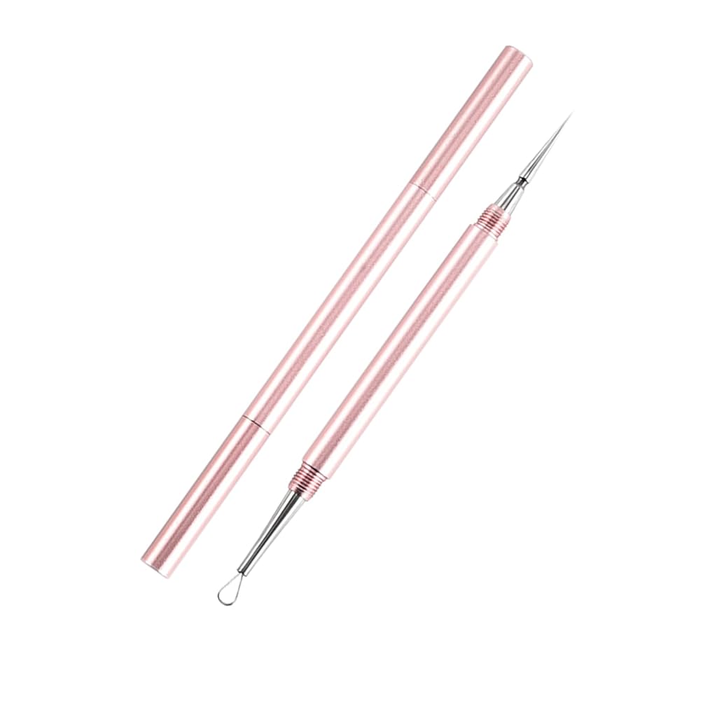 MAYCREATE® Stainless Steel Blackhead Removal Tool 2 in 1 Pimple Popper Tool Acne Tool Comedone Extractor Tool Dual Head Stainless Steel Blackhead Removal Tool with Caps