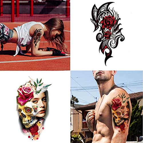 MAYCREATE® 42 Sheets Tattoo Sticker for Men Eagle Temporary Tattoos Skull Variety Assorted for Body Art Waterproof for Women 84 PCS