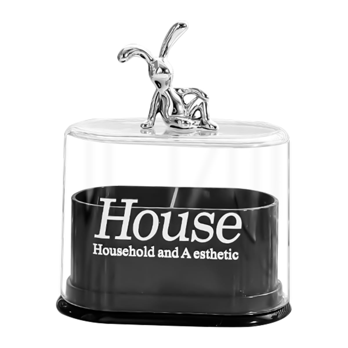 MAYCREATE Cotton Swab Holder for Desk or Bathroom with 2 Compartments and Lid | White PP Storage Box 5.7 x 5 x 3.2 in