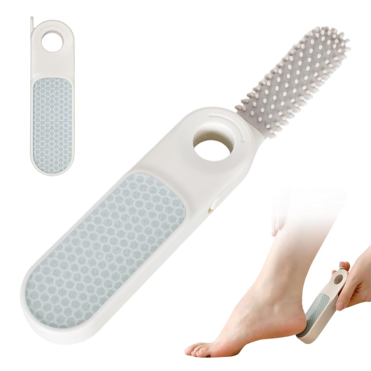 MAYCREATE® 2 in 1 Foldable Foot File Callus Remover, Nano Glass Callus Remover Multi Purpose 2 in 1 Feet Pedicure Tool with Toe Cleaning Brush, for Home Foot Care