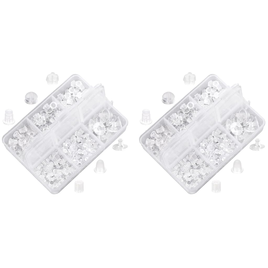 MAYCREATE Earring Backs for Ear Studs featuring 6 Styles and 550PCS Clear Clutch Stoppers