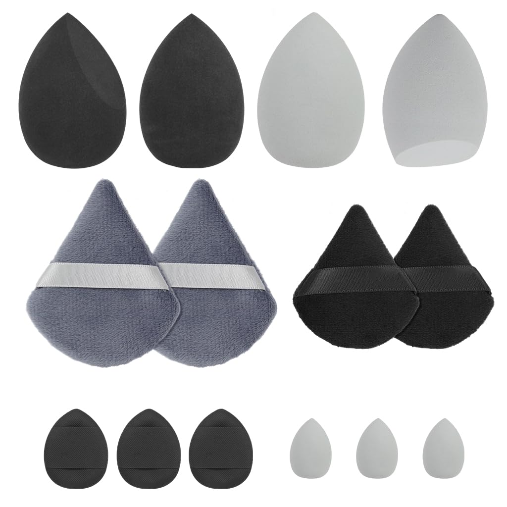 MAYCREATE Powder Puff Set for Makeup with Triangular Blending Pads | 14‑Piece Foundation Kit