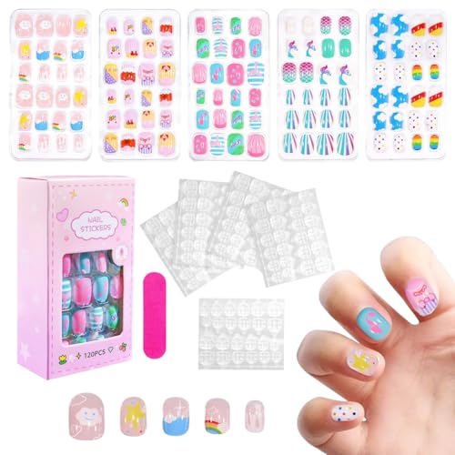 MAYCREATE® 120Pcs Press on Nails for Kids