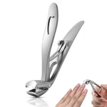 MAYCREATE Angled Head Nail Clippers for Seniors with 9mm Curved Blades and Nail Catcher | Stainless Steel Ergonomic Trimmer