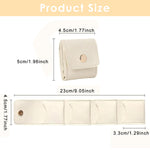 MAYCREATE Jewelry Organizer Pouch for Travel with 4 Compartments and Snap Closure | Beige PU Case