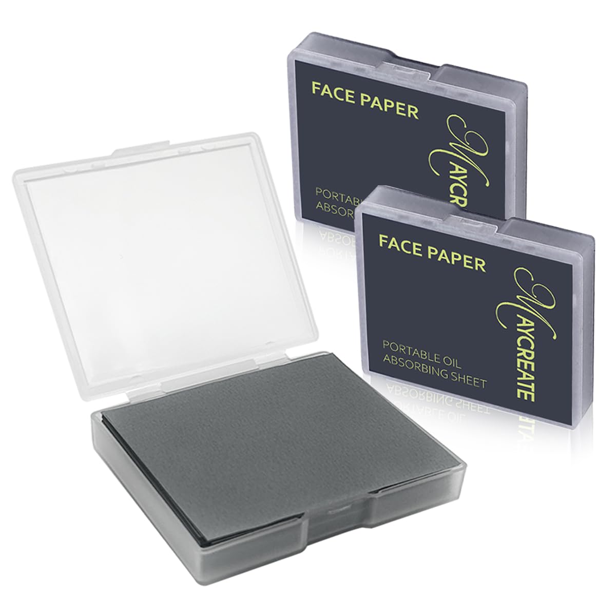 MAYCREATE Oil Blotting Paper for Oily Skin with Mirror and Puff, 300pcs Natural Linen | Portable Shine Control Sheets