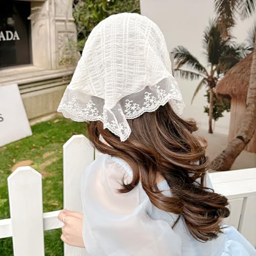MAYCREATE® 4PCS Hair Band for Women Stylish Boho Lace Head Scarf Countryside Triangle Bandana Headband Soft Coverings Comfy Beach Headwraps Gift Girls