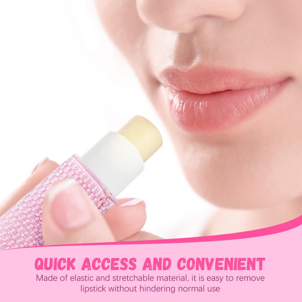 MAYCREATE Lipstick Holder Keychain Sleeves with Quick Release Buckle 2.6 x 6 cm Black & Pink for Women