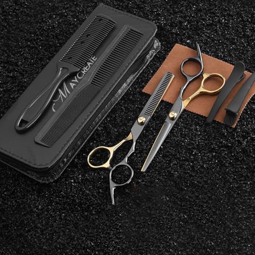 MAYCREATE® Hair Cutting Scissors for Men Stainless Steel Professional Salon Barber Hair Dressing Kit Haircut Dressers Scissor 2 PCS