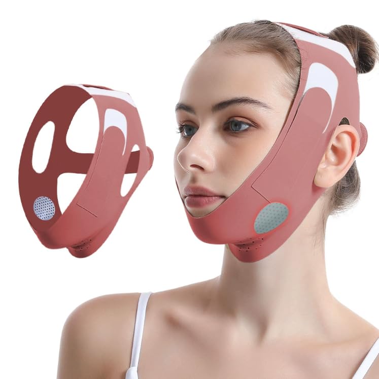 MAYCREATE® V-Line Mask Chin Up Mask V Shaped Face Chin strap for sleeping,Jawline Shaper-Red