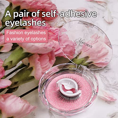 MAYCREATE® 1 Pair 3D False Eyelashes Natural Look Reusable Self-Adhesive Waterproof 10mm For Women Eye Makeup Lash 2 PCS