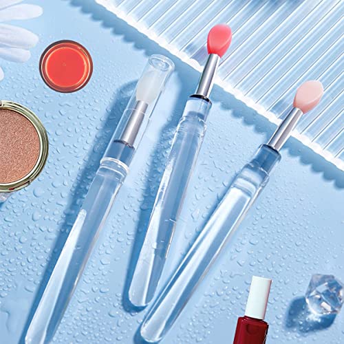 MAYCREATE® 6PCS Lip Brush for Lipstick Reusable Silicone Applicator with Cover Retractable Scrub for Gloss Cream Masks Applying Makeup Tools