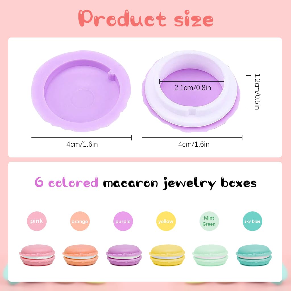MAYCREATE 6Pcs Mini Travel Jewelry Box Creative Colorful Macaron Case Plastic Macaron Jewelry Box Storage Boxes for Makeup Bags Multi Purpose Storage Box for Earrings, Chain Bracelets, Necklace
