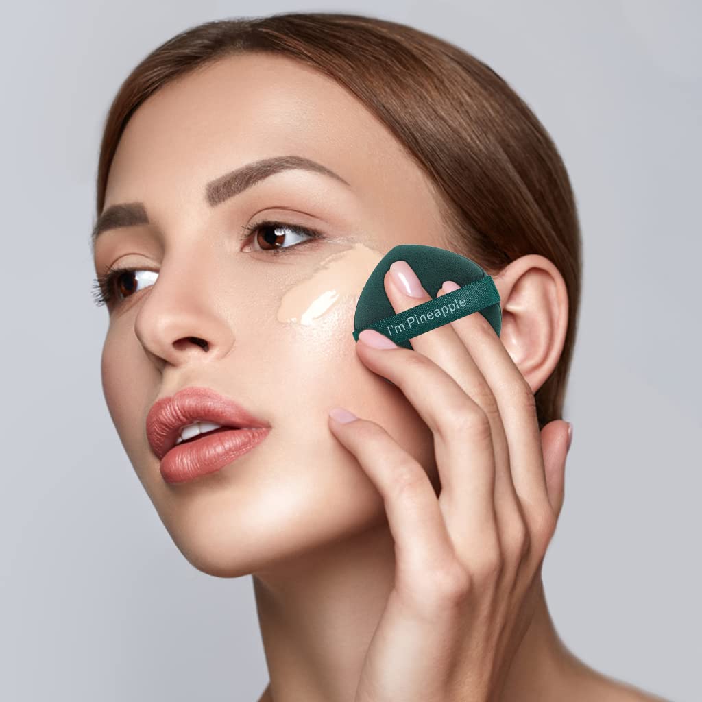 MAYCREATE Makeup Puffs Set for Liquid Foundation and Powder featuring Wet Dry Dual Use | 7pcs Non‑Latex Green Sponges