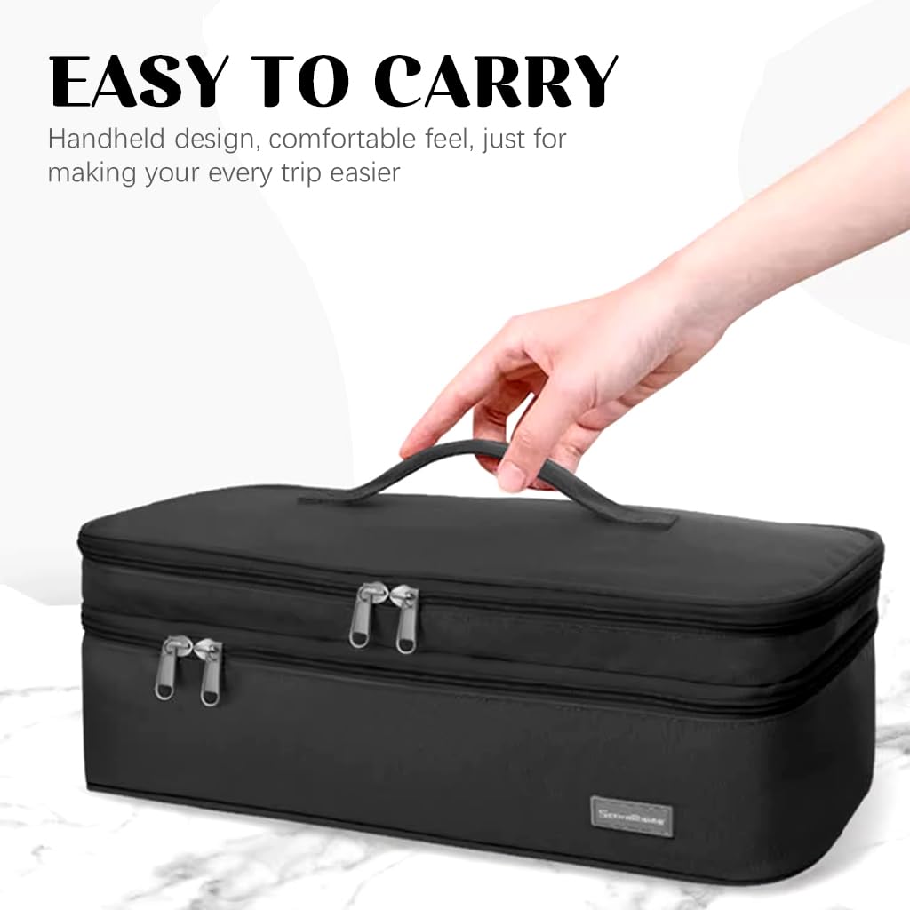 MAYCREATE Travel Carrying Case for Dyson Airwrap with Double Layer Design and 40x14x15cm Size | Black Polyester Storage Bag