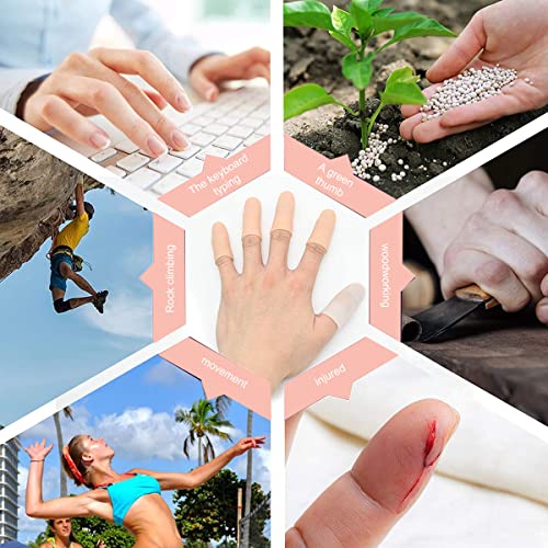 MAYCREATE® 10pcs finger protection Gel Finger Support Protector Gloves Gel Finger Cots Covers for Trigger Hand Eczema Cracking Arthritis Apricot one size X 3