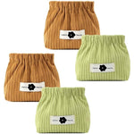 MAYCREATE® 4 Pcs Corduroy Small Pouches for Women Girls, Mini Makeup Purse, Jewelry Coin Organiser, Squeeze Open, Travel Hair Accessories Storage Bags, 13x12x5cm, Coffee & Green