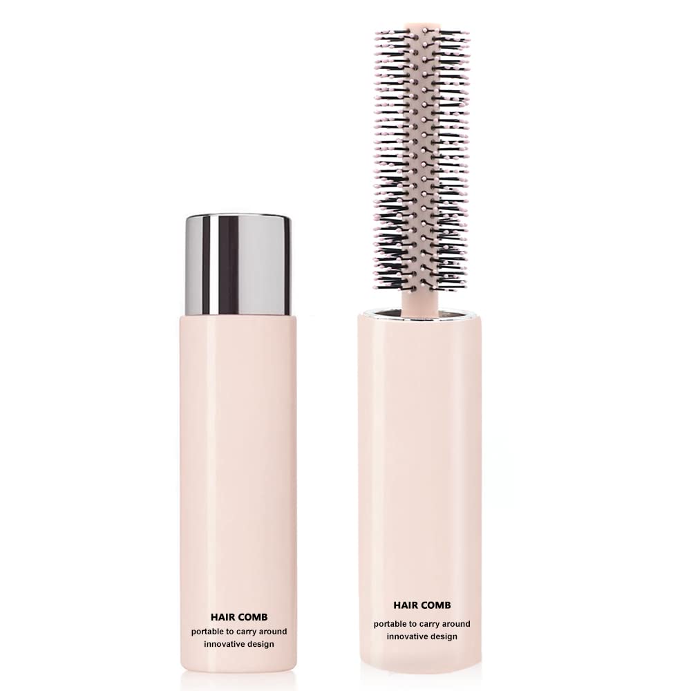 MAYCREATE Mini Hair Brush for Travel with Retractable Design and 155×14mm Pocket Size | Silicone Massage Tips for Women and Girls