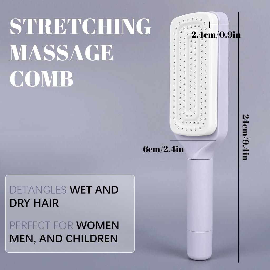 MAYCREATE Hair Brush for Travel and Styling with Retractable Self Cleaning Bristles | Anti Static Scalp Massager