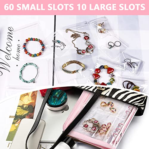 MAYCREATE® 2PCS Transparent Jewelry Storage Book, Anti Oxidation Jewelry Storage Organizer Bag with 60 Pockets for Bracelets Necklace Rings, Pink