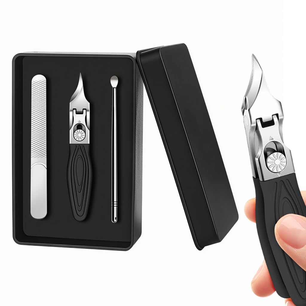 MAYCREATE® Curved Toe Nail Clippers for Ingrown Thick Nails Stylish Heavy Duty Toenails Clipper for Seniors, Angled Precision Blade Fingernails Clipper