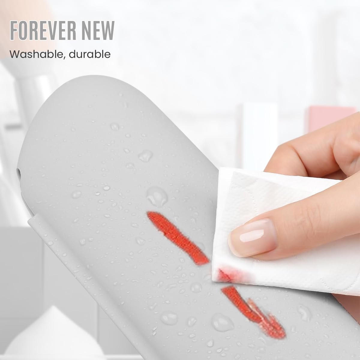 MAYCREATE Silicone Makeup Brush Holder for Travel with Secure Zipper Closure | 22.6×7.6 cm Khaki Case