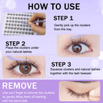 MAYCREATE® 120Pcs Self Adhesive Eyelashes, Self Adhesive Eyelash Clusters, Lash Clusters Press On Lashes Self Stick Cluster Lashes Pre Glued Eyelash Clusters with Tweezer No Glue Needed, 11-13mm