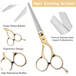 MAYCREATE® 2Pcs Hair Scissors Professional Stainless Steel Hair Straight Scissors & Thinning Scissors Starter's Essential Hair Scissors Kit Buttery Smooth Cutting Scissor with Carry Bag