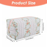 MAYCREATE Makeup Pouch Bag for Travel and Daily Use with Zipper Closure 20.5x9x9.5cm | Soft Floral Organizer for Women