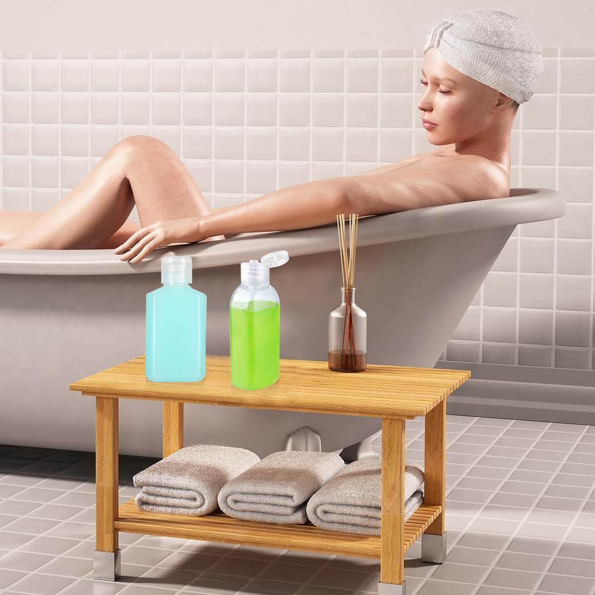 MAYCREATE Travel Bottle Kit for Toiletries with Dual Function Lids and 4×100ml Leakproof Bottles