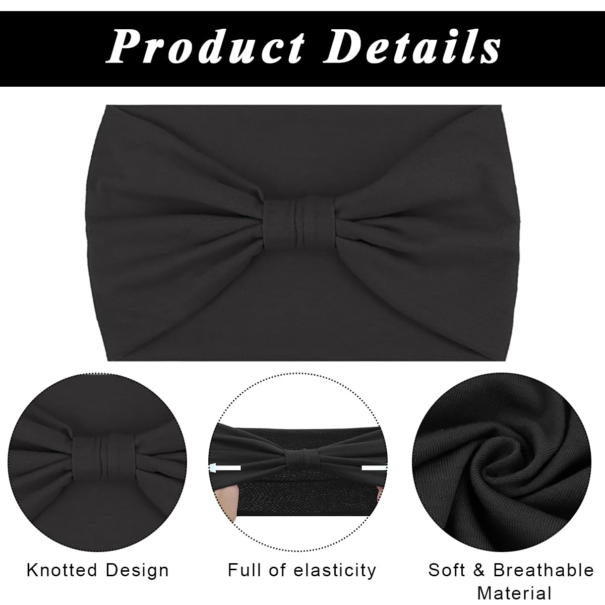 MAYCREATE Wide Headband for Women featuring 9×7 in Stretch Fit and 3 Cotton Colors | Yoga & Fitness