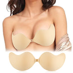 MAYCREATE Silicone Stick On Bra for Backless Dresses with Quick Hook | Apricot Push Up