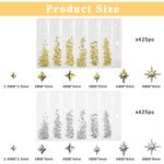 MAYCREATE Star Nail Charms Set for Acrylic Nails featuring 1700 pcs Metallic Gold and Silver Studs | Ideal for DIY Nail Art and Salon Designs