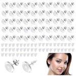 MAYCREATE DIY Ear Stud Kit with 200 Pieces Stainless Steel Bases and 2 Stopper Designs | Transparent Hemispherical Patches for Custom Earrings