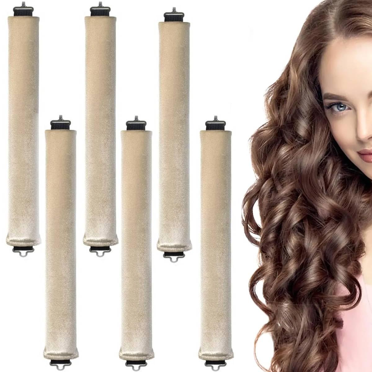 MAYCREATE Heatless Hair Curler for Overnight Curls with Clip Design and 6PCS Set | Soft Satin Rollers for Women