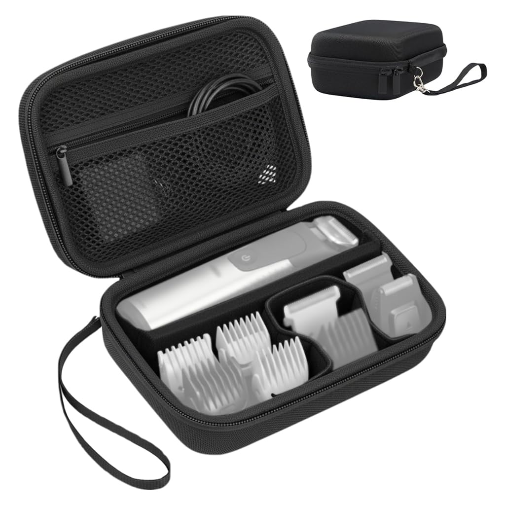 MAYCREATE® Electric Grooming Shaver Organizer Bag Travel Case Bag with Handle, Built in Mesh Zipper Pocket, EVA Hard Shell Custom Mold Electric Shaver Carry Bag for Norelco Multigroom