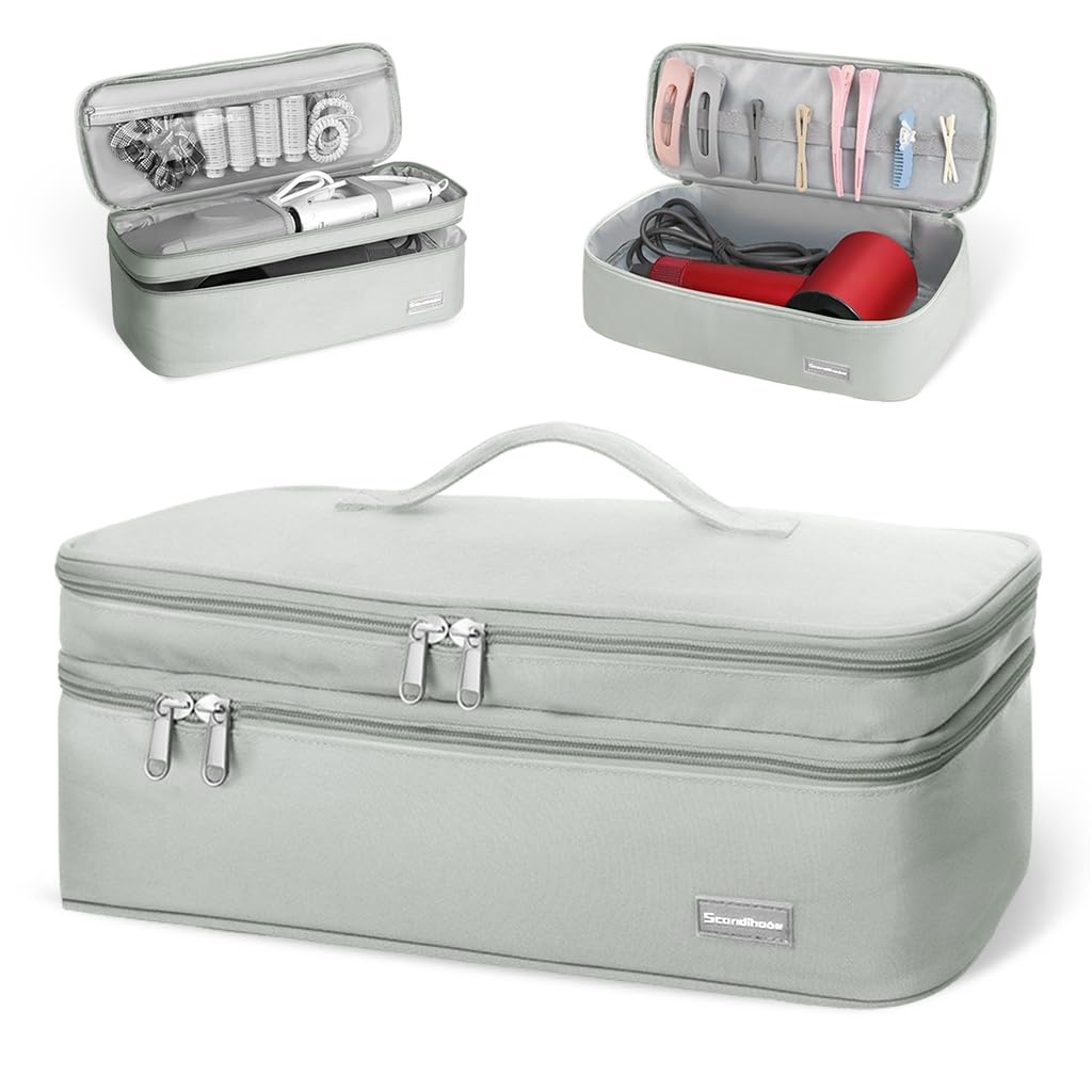 MAYCREATE Travel Carrying Case for Dyson Airwrap and Flexstyle with Double Layer 40x14x15cm Grey