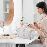 MAYCREATE Makeup Pouch Bag for Travel and Daily Use with Zipper Closure 20.5x9x9.5cm | Soft Floral Organizer for Women
