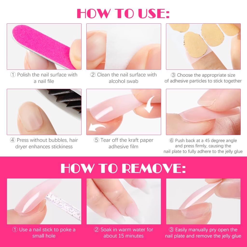 MAYCREATE Nail Adhesive Tabs for Press On Nails with 240 Double Sided Sheets | Easy Reusable Glue Stickers