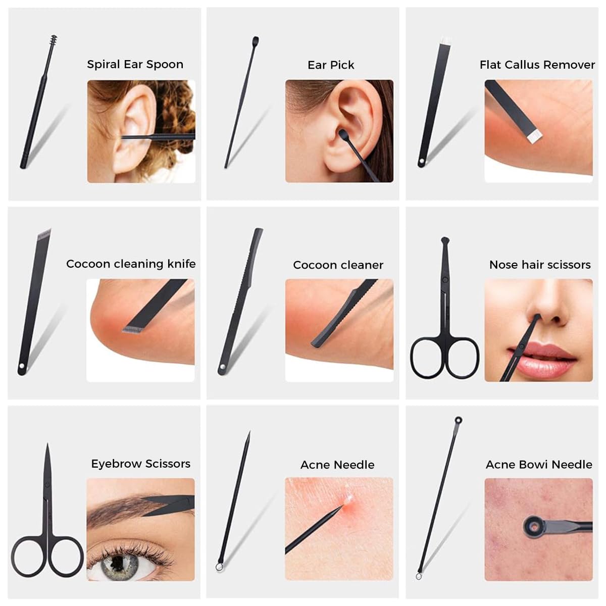 MAYCREATE Manicure Pedicure Kit for Women and Men with 18pcs Stainless Steel Tools | Portable Leather Case for Nail and Eyebrow Care