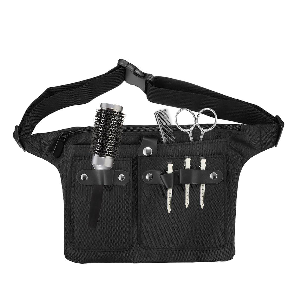 MAYCREATE® Hairdresser Scissor Bag Multi Pocket Barber Wasit Bag with Zipper Compartment, Oxford Cloth Fashion Leopard Pattern Hairdressing Tool Organizer Bags with Quick Release Buckle