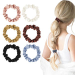 MAYCREATE Satin Hair Scrunchies for Women with Elastic Core and Soft Silk Fabric | 6 Pack