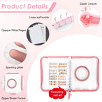 MAYCREATE Press On Nail Organizer with 4 Insert Pages and Acrylic Tape, Pink | Reusable A5 Nail Storage Book