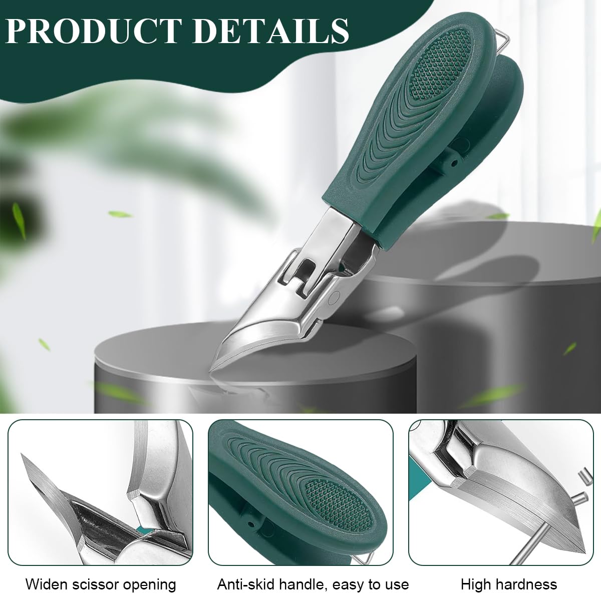 MAYCREATE Eagle Beak Beveled Nail Clippers Set for Thick or Ingrown Nails with Wide Jaw | Stainless Steel Tools for Seniors and Travel