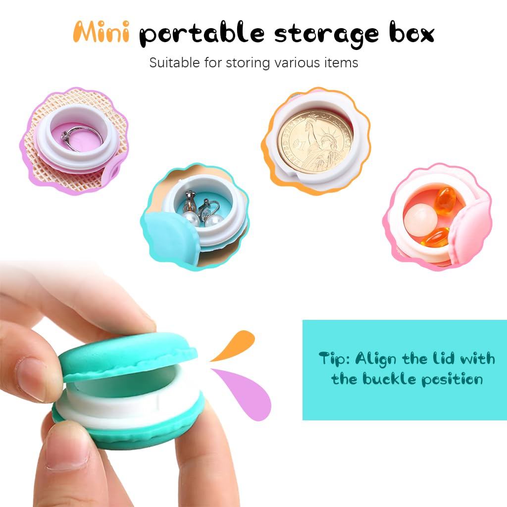 MAYCREATE 6Pcs Mini Travel Jewelry Box Creative Colorful Macaron Case Plastic Macaron Jewelry Box Storage Boxes for Makeup Bags Multi Purpose Storage Box for Earrings, Chain Bracelets, Necklace