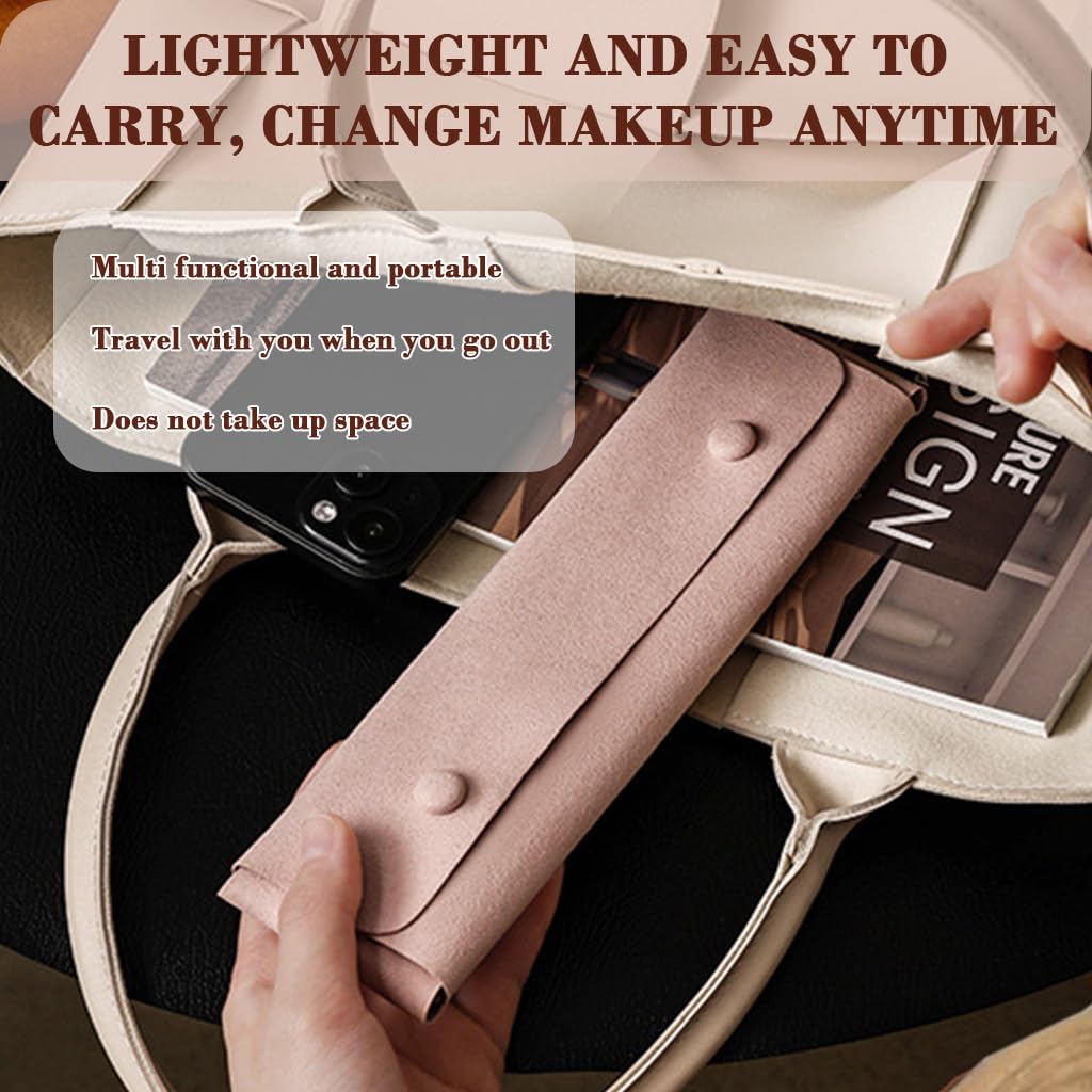 MAYCREATE Jewellery Organiser Pouch for Travel with Snap Closure 22×6.5cm Pink PU | Gift for Women